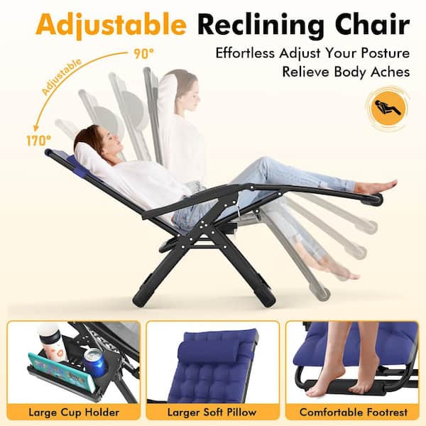 SUKLOM 2-Pieces XXL Zero Gravity Chair 500 lbs. Folding Recliner