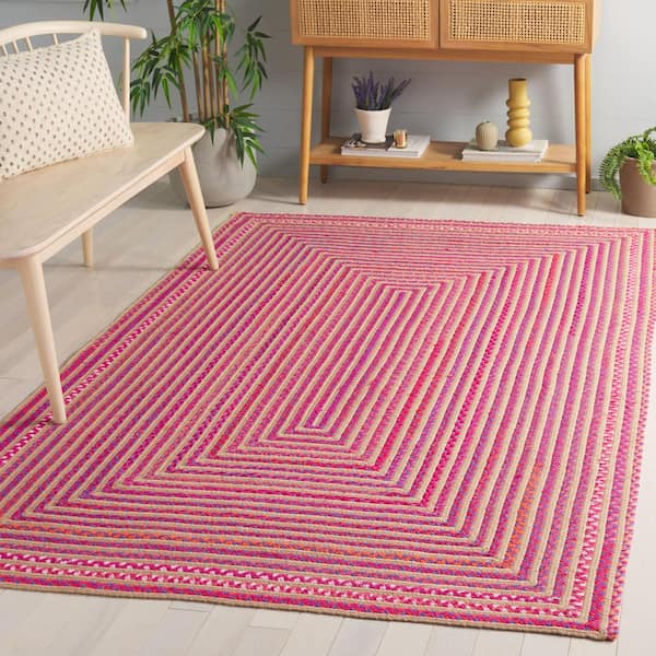 Braided 2 ft. x 3 ft. Natural/Red Geometric Striped Area Rug