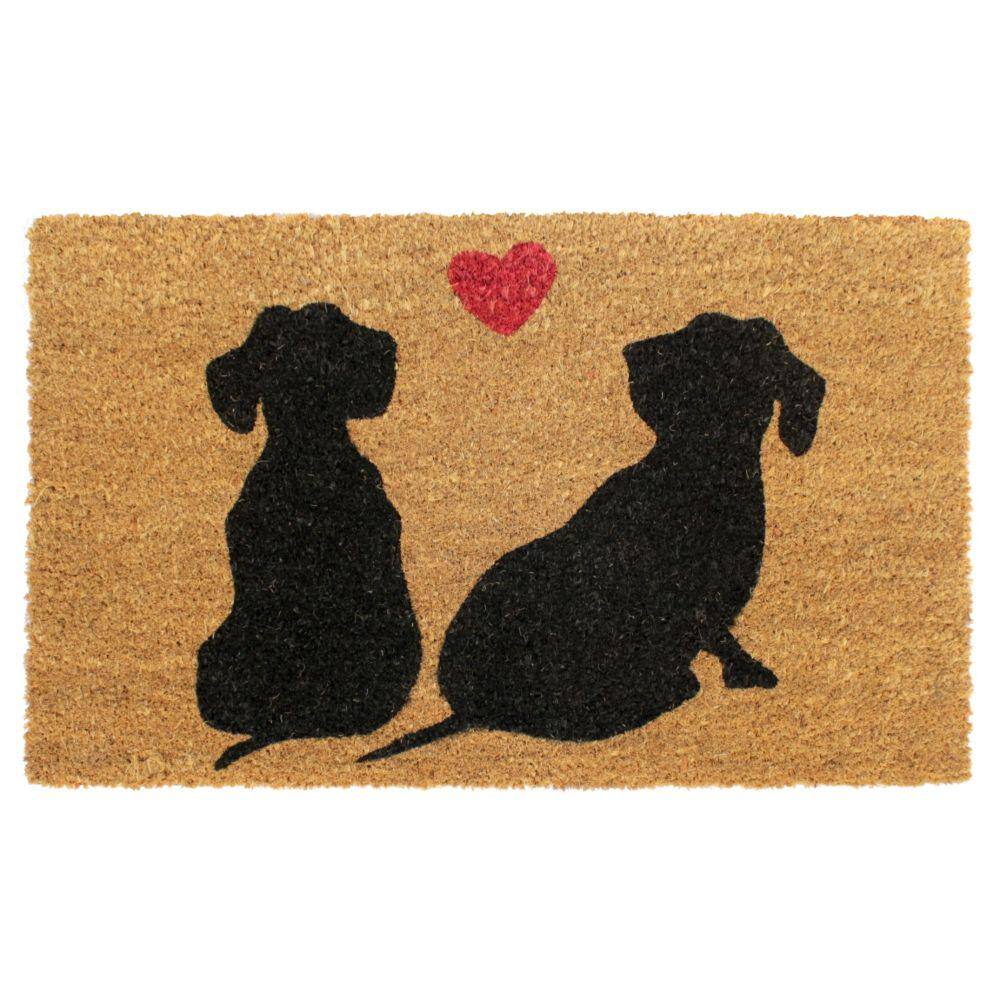 Natural Coir Rectangular Dachshund Dog Welcome Doormat 18 x 30