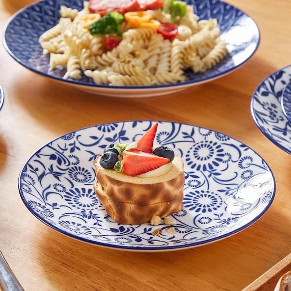 vancasso 16-Piece Blue Porcelain Dinnerware Set Service for 4