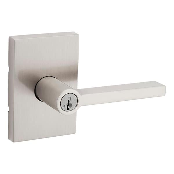 Kwikset Halifax Square Satin Nickel Keyed Entry Door Lever Featuring ...