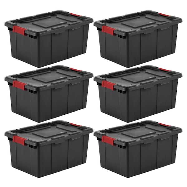 Durable Rugged Industrial 15 Gal. Storage Bin in Black (6-Pack)