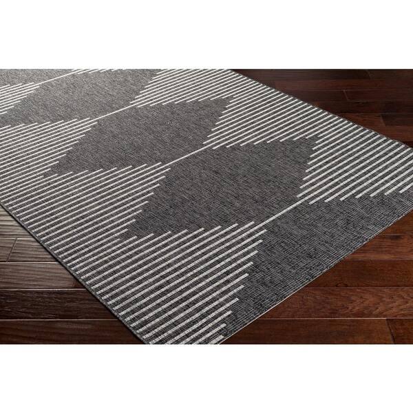 Black and White Pattern Area Rug / Doormat Layering Rug / Aztec Rug /  Modern Doormat / Outdoor Entry Rug / Front Porch / Boho Area Rug 