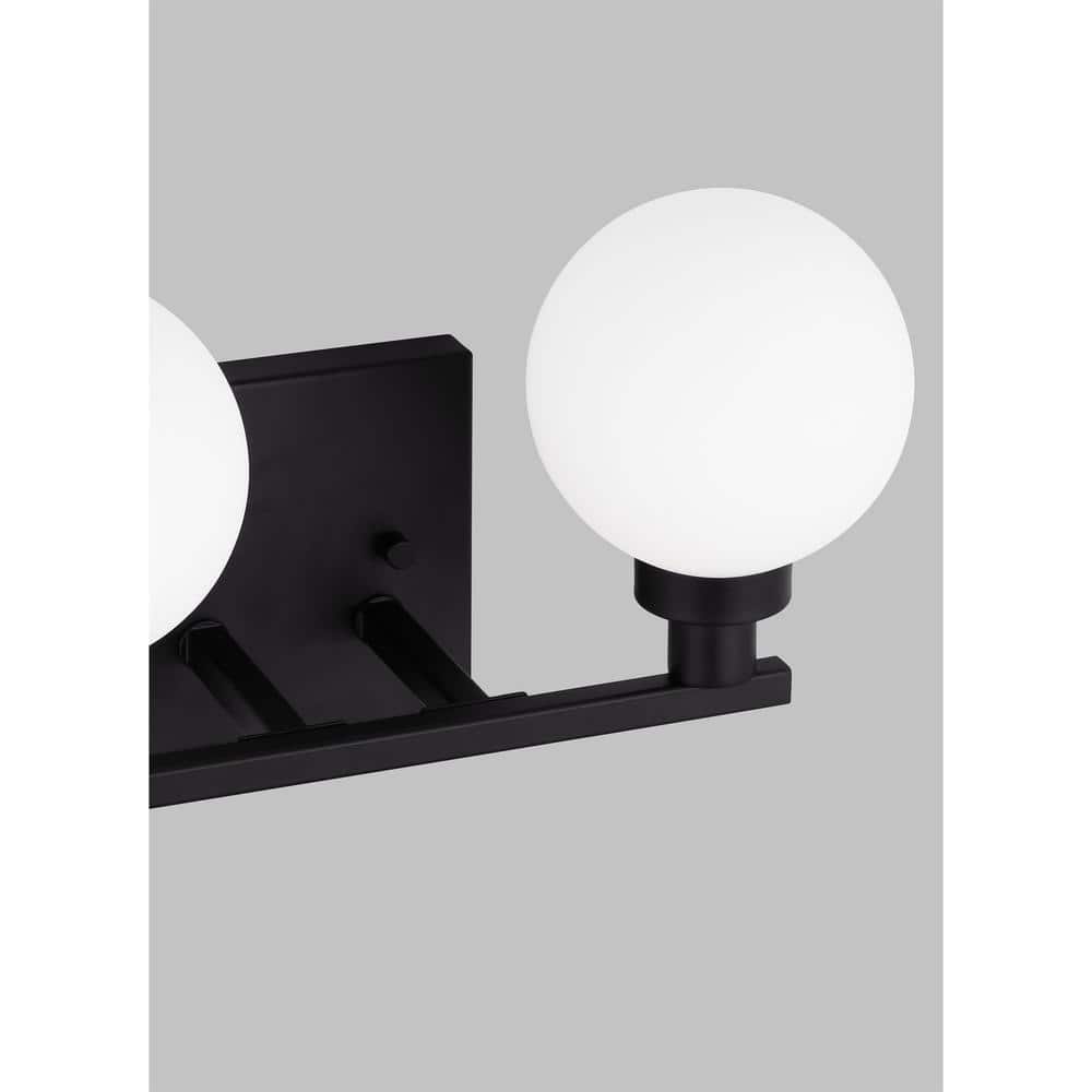 Clybourn Midnight Black 2-Light Vanity with Milk Glass Shade