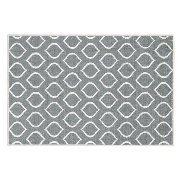 SUSSEXHOME Drop Cotton Gray 2 ft. x 3 ft. Thin Non Slip Indoor Area Rug or Front Door Foyer Rug for Entryway