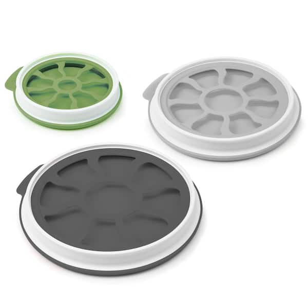 Tovolo Tovolo Seal 'N Store Produce Keeper Food Storage for Fruit, Onions and Veggies, Charcoal/Oyster Gray/Pesto (Set of 3)