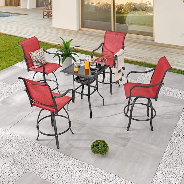 5-Piece Metal Bar Height Outdoor Dining Set