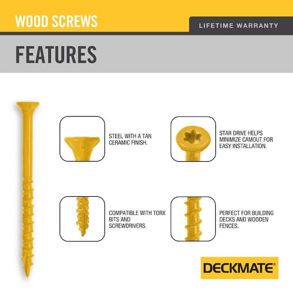 DECKMATE #9 x 3 in. Tan Star Flat-Head Wood Deck Screw 5 lbs.-Box (365-Piece)