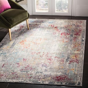Mystique Gray/Multi 3 ft. x 5 ft. Abstract Border Area Rug