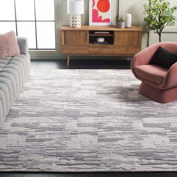 Mirage 8 ft. x 10 ft. Gray/Silver High-Low Abstract Area Rug