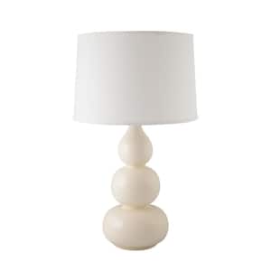 Triple Gourd 28.5 in. Gloss White Indoor Table Lamp