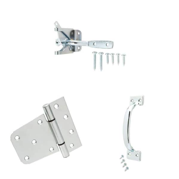 Zinc-Plated Gate Latch, 3-1/2 in. Tee Hinge, and 6-1/2 in. Door Pull Combo