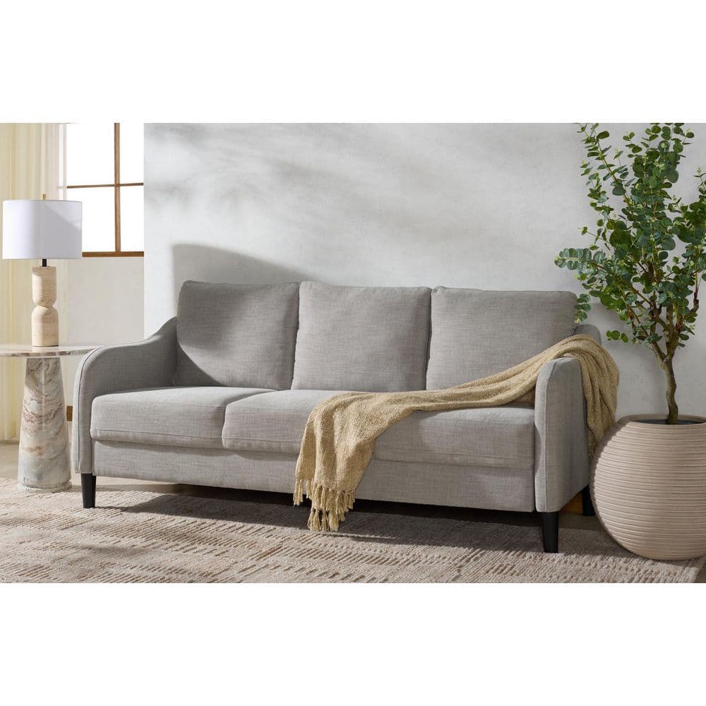 Edalynn 77.3 in. Slope Arm Fabric Rectangle Sofa in Light Gray price history on PriceWatchPro