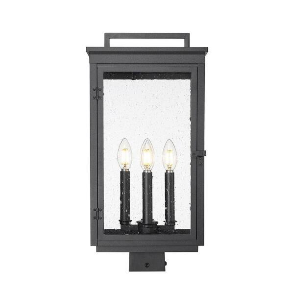 Unbranded - Hartwell 21.25 in. 4 light Sand Black Aluminum Hardwired Outdoor Marine Grade Post Light with No Bulb Included