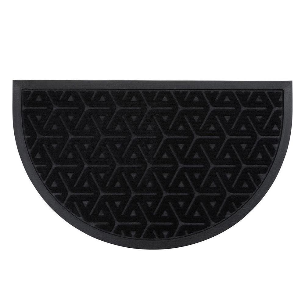 Wilson Black 18 in. x 30 in. Polyester Recycled Rubber Half Round Outdoor Front Door Mat price history on PriceWatchPro