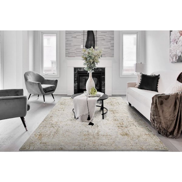 Skyler 6 ft. 7 in. X 9 ft. 10 in. Grey/Green Abstract Indoor Area Rug