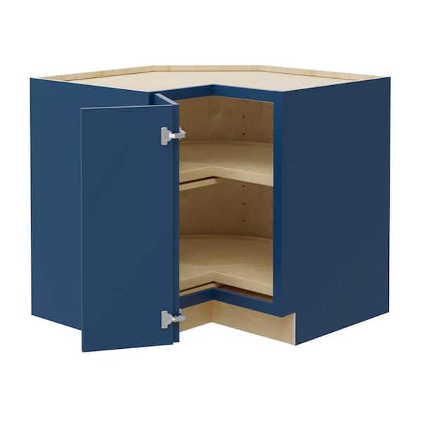 Grayson 33 in. W x 24 in. D x 34.5 in. H Assembled Plywood Corner Lazy Susan Base Kitchen Cabinet in Mythic Blue LH