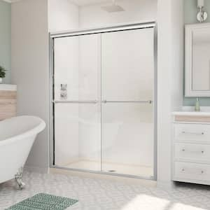 Duet 36 in. D x 60 in. W x 74.75 in. H Semi-Frameless Sliding Shower Door in Brushed Nickel with Left Drain Base