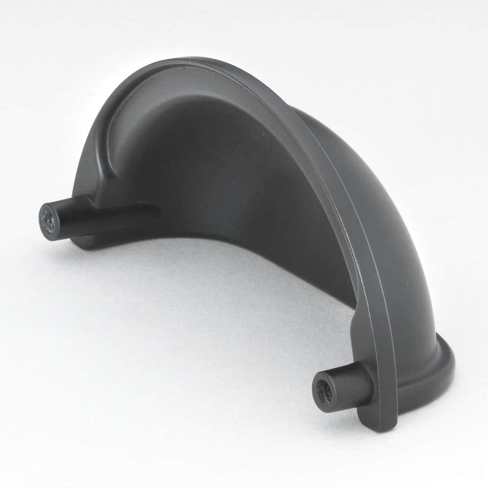 Matte Black Traditional Cup Pull with Mounting Hardware