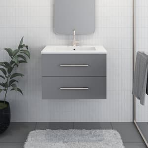 Napa 30 in. W x 20 in. D Single Sink Bathroom Vanity Wall Mounted In Gray with Acrylic Integrated Countertop