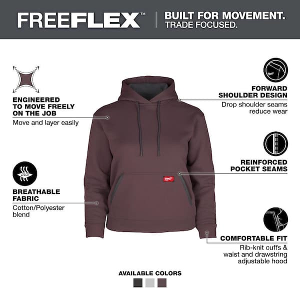 Women's X-Large Purple Midweight Cotton/Polyester Long-Sleeve Pullover Hoodie