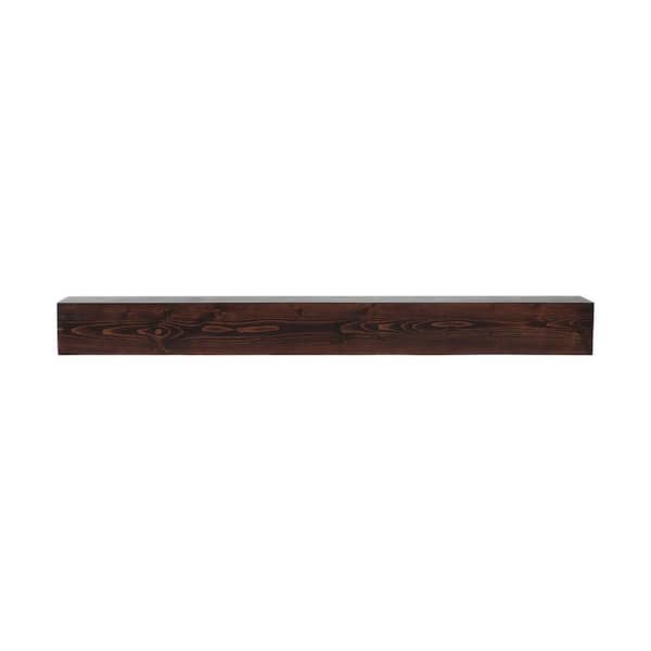 Fireplace Mantel, 60 in. x 8 in. x 6 in. Decorative Wall Shelf, Wall Mounted Floating Farmhouse Shelf, Rustic Brown