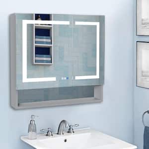 36 in. W x 32 in. H Rectangular Recessed/Surface Mount Dimmable LED Medicine Cabinet with Mirror,USB,Plug,Night Light