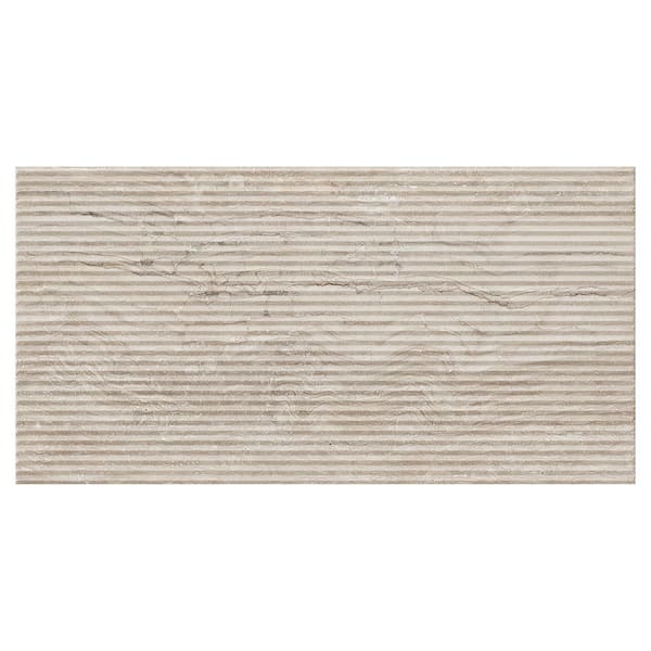 Spanish Marmol Travertine Look Porcelain 12 in. x 24 in. x 9mm Wall Tile Case-Deco Natural (5-Pieces,10.76 sq. ft./Case)