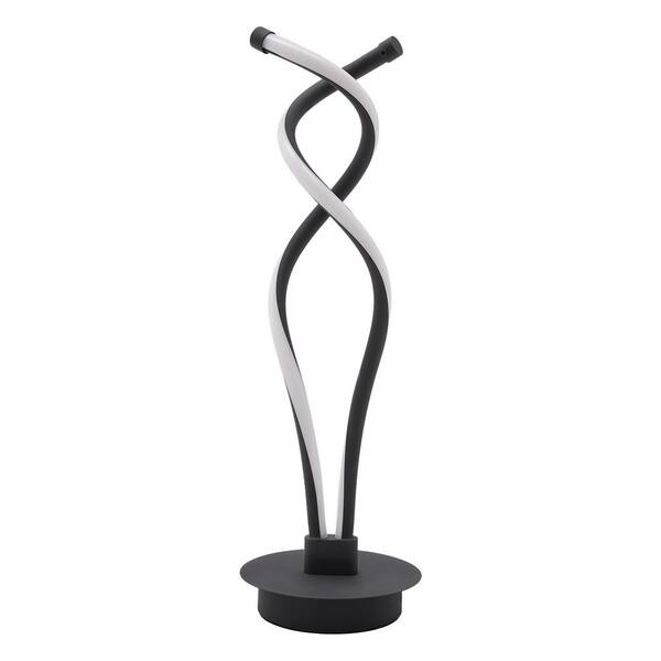 OUKANING 19.2 in. Black Modern Spiral Integrated LED Task & Reading Table Lamp for Living Room Bedroom with Acrylic Shade