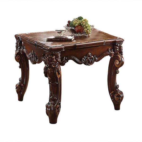 Benjara 25.98 in. Brown Square Wood End Table with Metal Frame