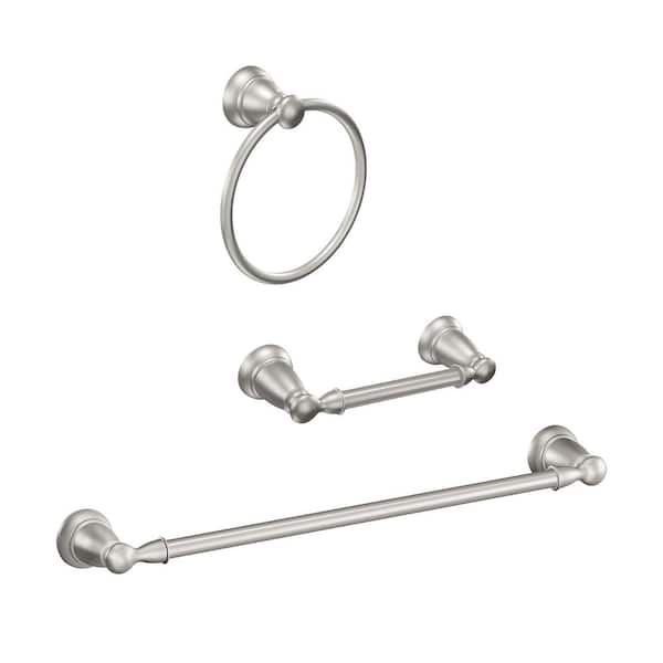 Banbury 8 in. WS 2-Handle Bathroom Faucet w/3-Piece Set-24 in. Towel Bar in Spot Resist Brushed Nickel(Valve Included)
