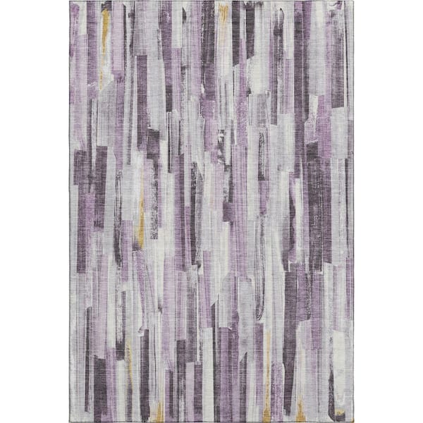 Mayfield Premium Machine Washable Abstract AMF2255 Lavender 5 ft. x 7 ft. 6 in. Area Rug