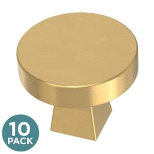 Flat Round 1-1/8 in. 29 mm Modern Gold Cabinet Knob 10-Pack