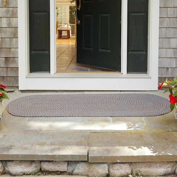 Westport Denim Blue Tweed 4 ft. x 4 ft. Round Indoor/Outdoor Braided Area Rug