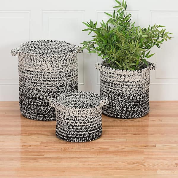 Colonial Mills Monet Ombre 16 in. x 16 in. x 20 in. Black and White Round Polypropylene Braided Basket