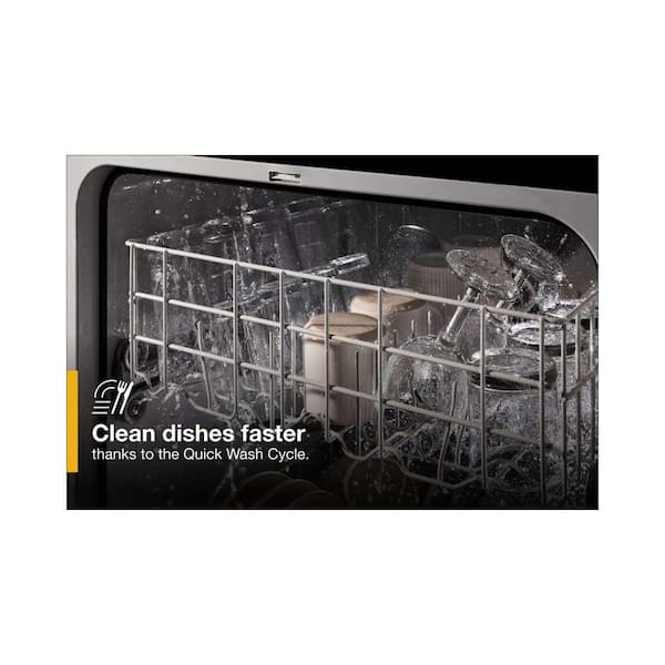 Whirlpool - 24 in. Front Built-In Tall Tub Dishwasher in Black with 4-Cycles