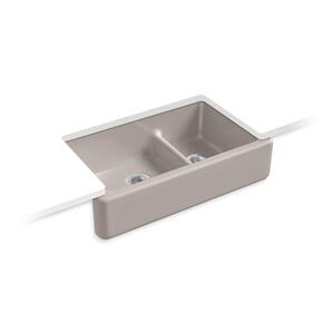 Whitehaven Smart Divide 35.75 in. Undermount Cast Iron Double-Bowl Farmhouse Kitchen Sink