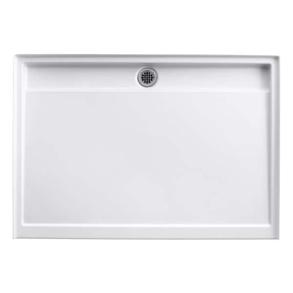 KOHLER Groove 60 in. x 42 in. Acrylic Single Threshold Shower Base with Rear Center Drain in White