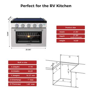 18 in. 1.27 cu. ft. RV Gas Range with 3-Burners in Stainless Steel