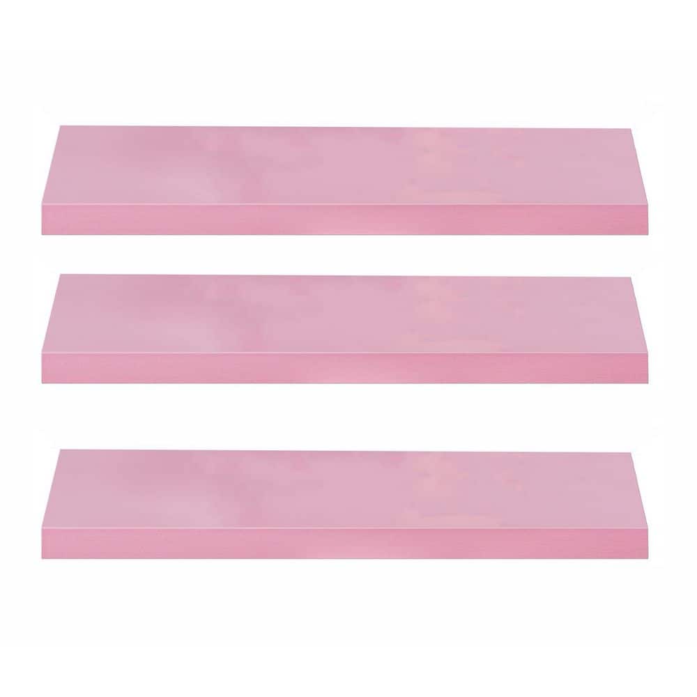24 in. W x 6.7 in. D Pink Floating Shelves (Set of 3) Decorative Wall Shelf