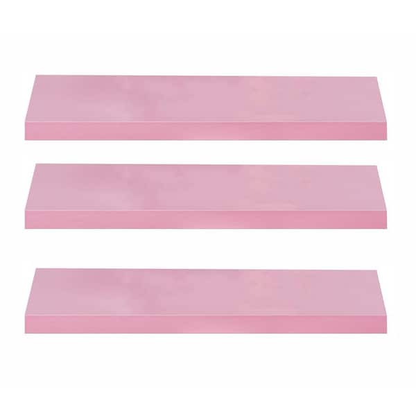 24 in. W x 6.7 in. D Pink Floating Shelves (Set of 3) Decorative Wall Shelf