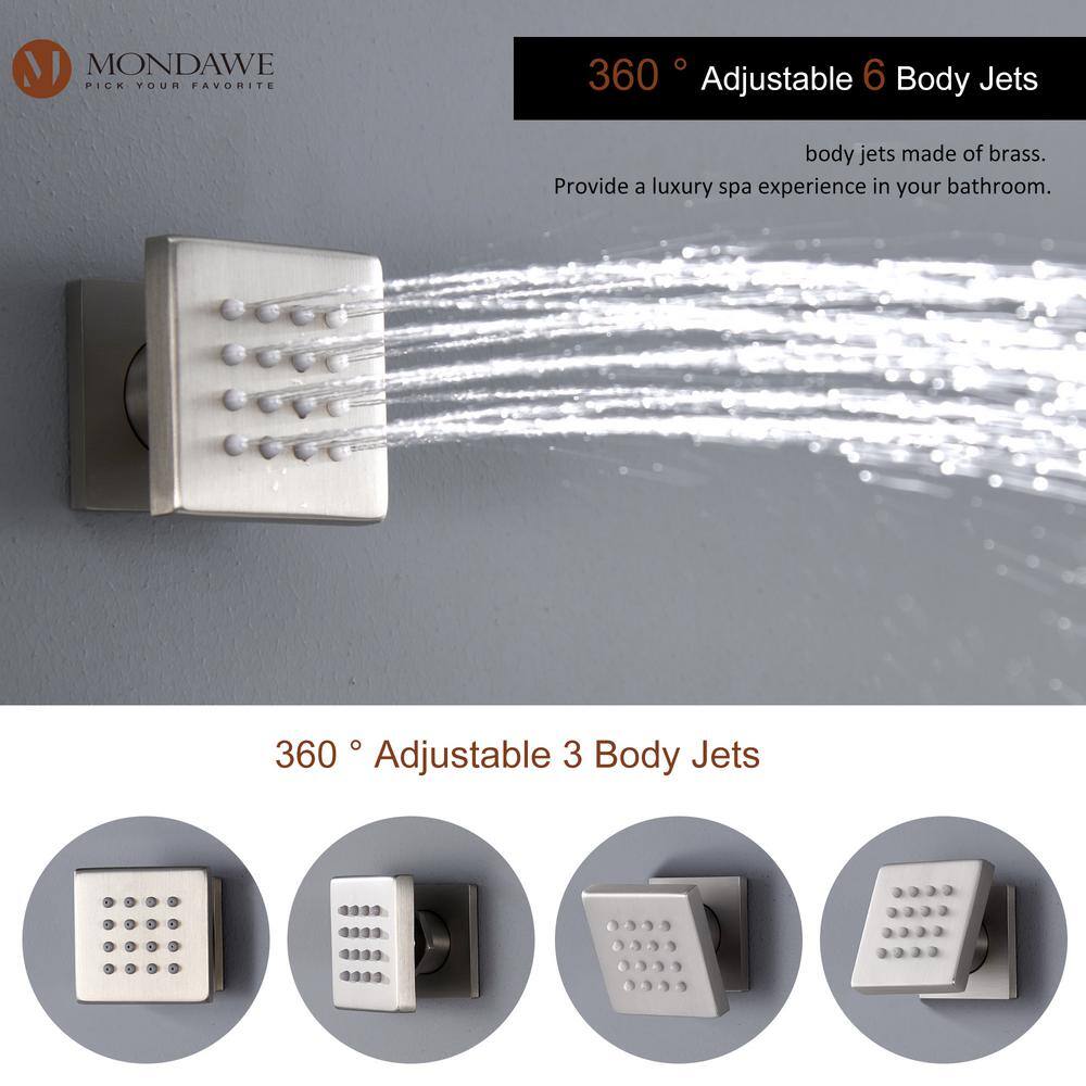 Luxury Brushed Nickel LED Multi-Head Shower System with Bluetooth