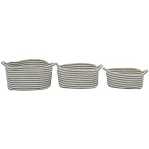 Cotton Handmade Storage Basket with Handles (Set of 3)