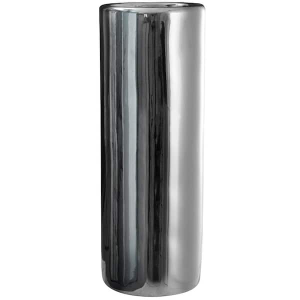 Oriental Furniture 23.5 in. Porcelain Decorative Vase in Silver