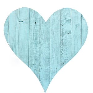 Rustic Farmhouse 24 in. x 24 in. Turquoise Wood Heart