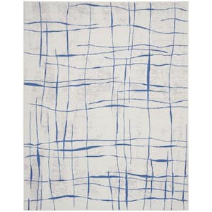 Whimsicle Ivory Blue 8 ft. x 10 ft. Abstract Area Rug