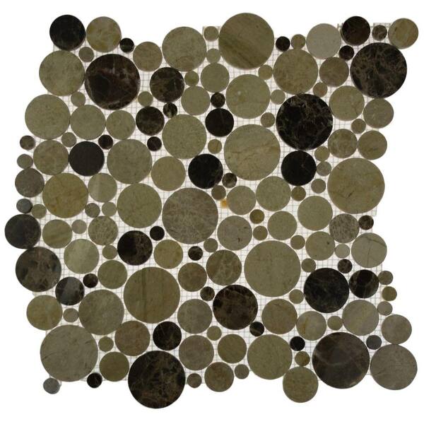 Ivy Hill Tile Orbit Woodland Circles 12 in. x 12 in. x 8 mm Mosaic Floor and Wall Tile