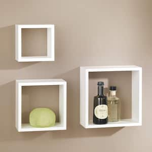 FRAME Set 11.8 in. x 11.8 in. x 4.6 in. White MDF Decorative Wall Shelf with Brackets