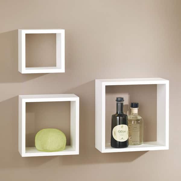 FRAME Set 11.8 in. x 11.8 in. x 4.6 in. White MDF Decorative Wall Shelf with Brackets