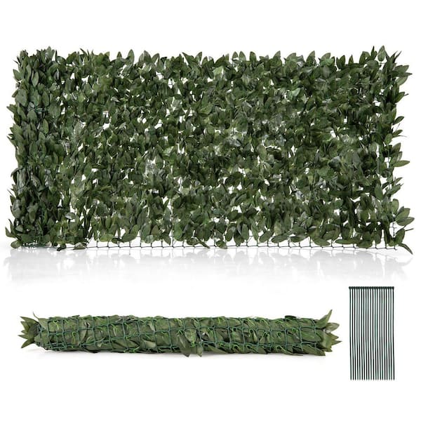 40 in. x 120 in. Dark Green Artificial Lily Leaf Privacy Fence Hedge Panel for In-Outdoor Decor